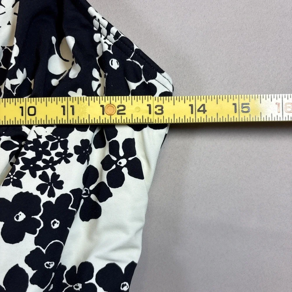 Lands' End Swim Dress Women‎ Medium 10-12 Black White Floral Swim Suit One Piece